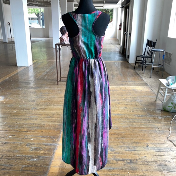 Purple blue, pink and black High-low Razorback dress - Picture 8 of 11